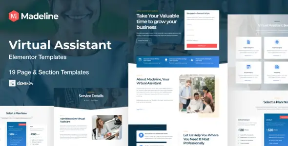 Madeline – Virtual Assistant Website Elementor Template Kit